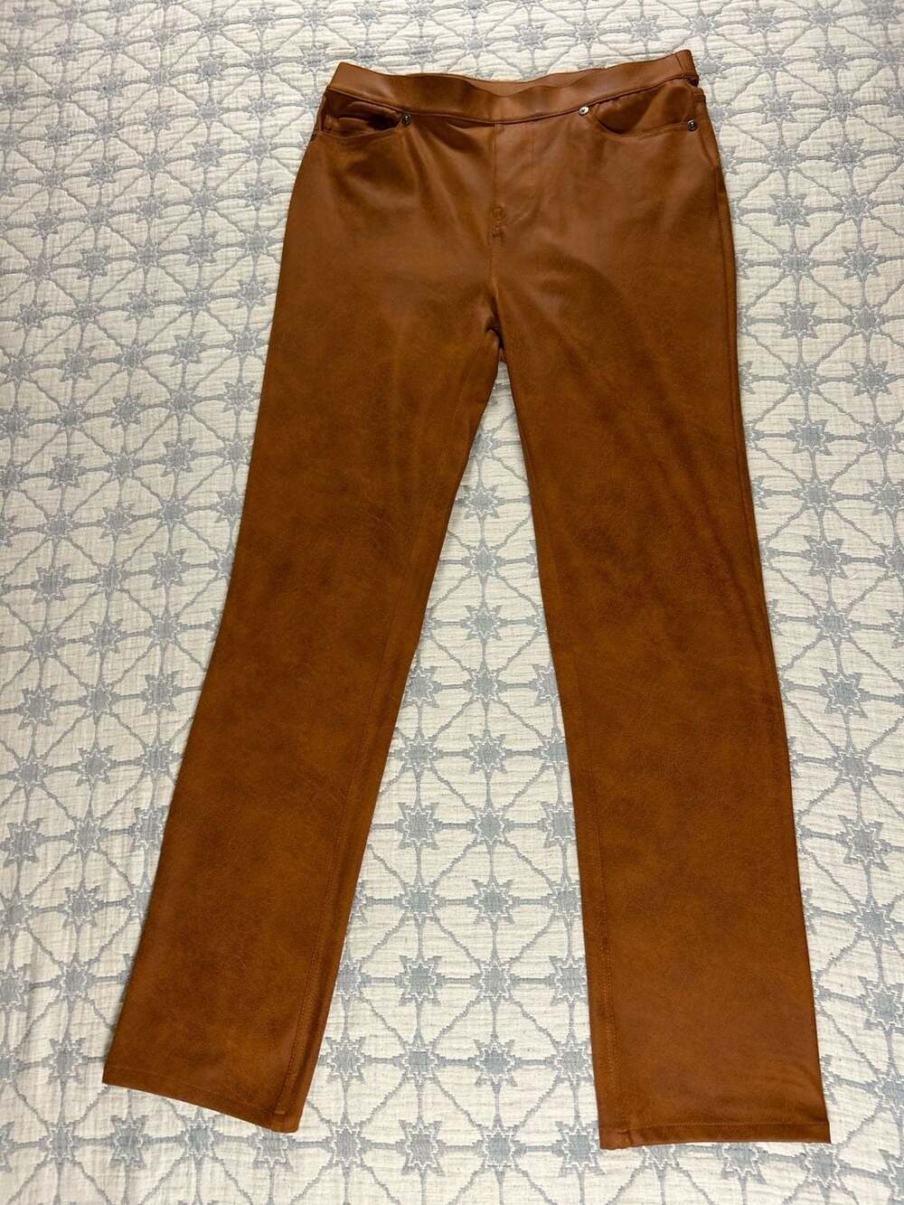 DC2 Women's Faux Suede Pull-On Slim Leg Pants in Cognac